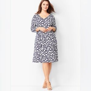 TALBOTS Navy White Floral Dress 3X